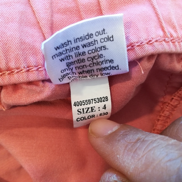 SOLD Sonoma Coral Drawstring Waist Roll Tab Legs Capri Pants Size 4 - Picture 12 of 12